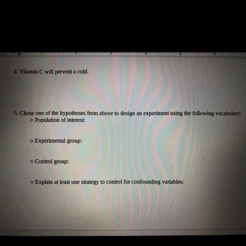 Choose one of the hypothesis from above to design an experiment using the following-example-1