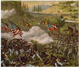 The painting shows the Battle of Chickamauga. Based on the action in the painting-example-1