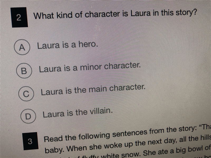 What kind of character is Laura in this story?-example-1