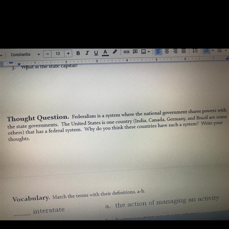 Thought Question. Federalism is a system where the national government shares powers-example-1