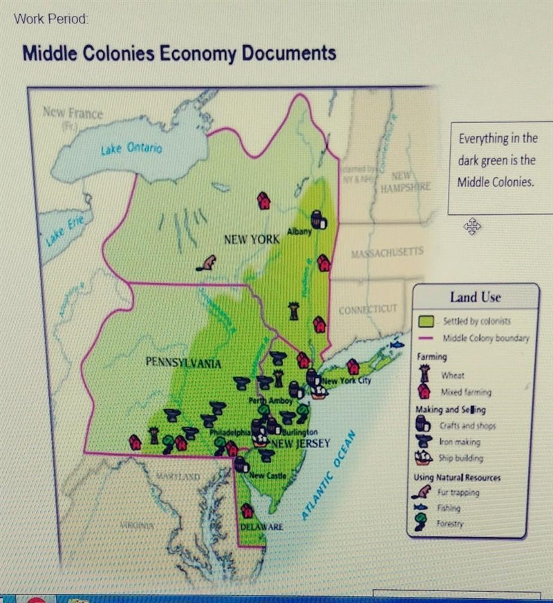 How did people in middle colonies (new yourk, new jersey, Pennsylvania) make money-example-1