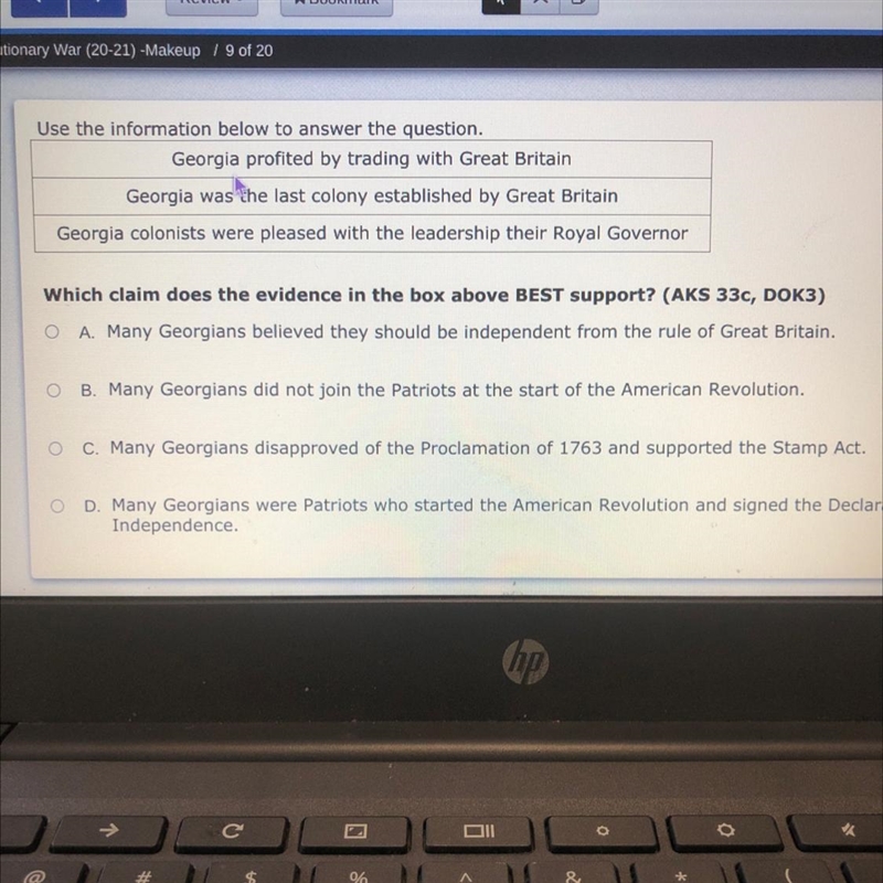 Which claim does the evidence in the box above BEST support?-example-1