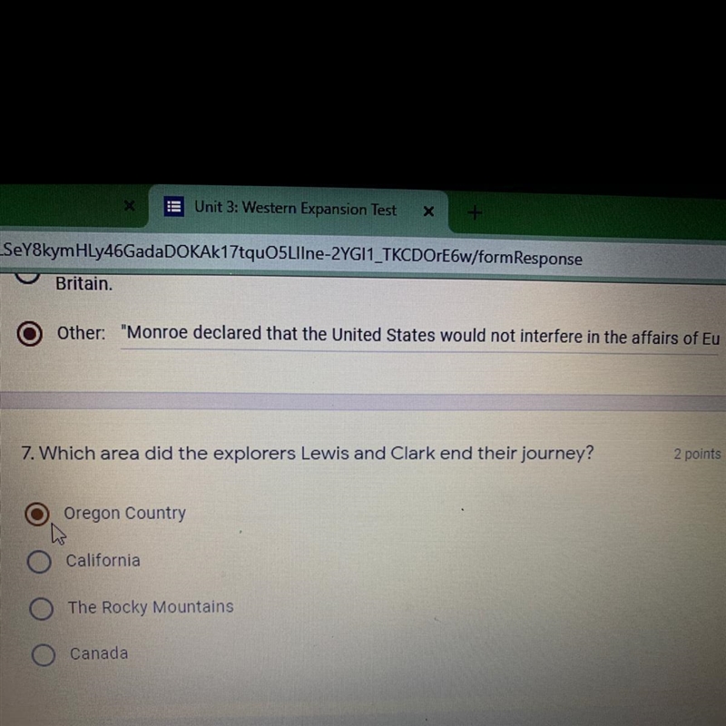 Which area did the explorers Louis and Clark end There journey-example-1