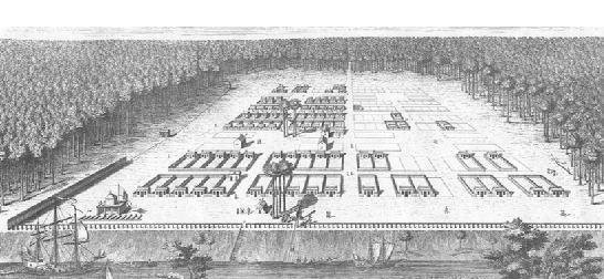 This sketch shows plans for the city of Savannah. The sketch most likely shows that-example-1