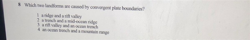 Which two landforms are caused by convergent plate boundaries?-example-1