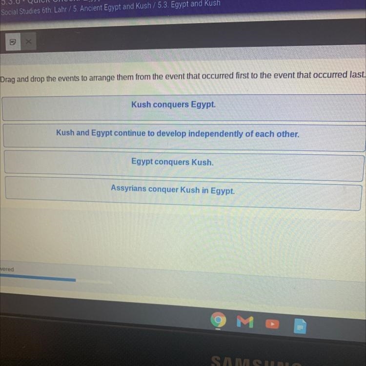 Drag and drop the events to arrange them from the event that occurred first to the-example-1