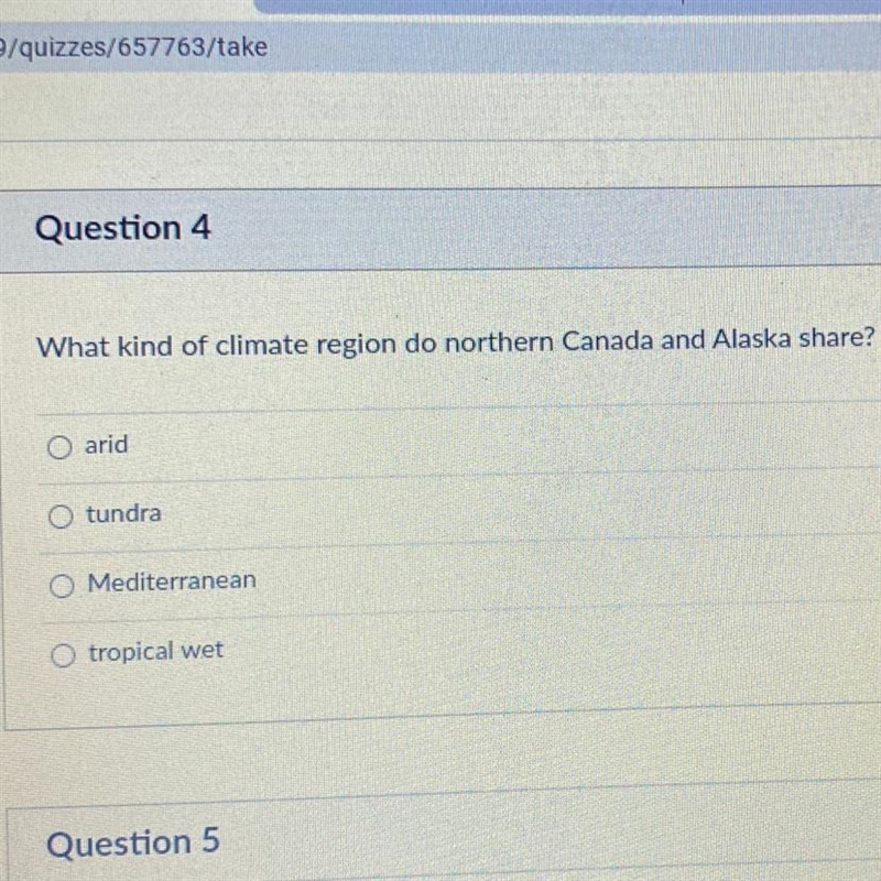 What kind of climate region do northern Canada and Alaska share? Please help-example-1