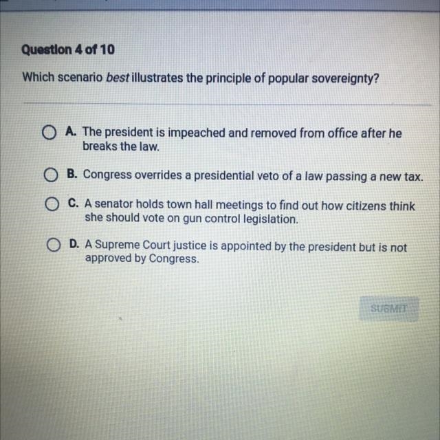 Which scenario best illustrates the principle of popular sovereignty-example-1