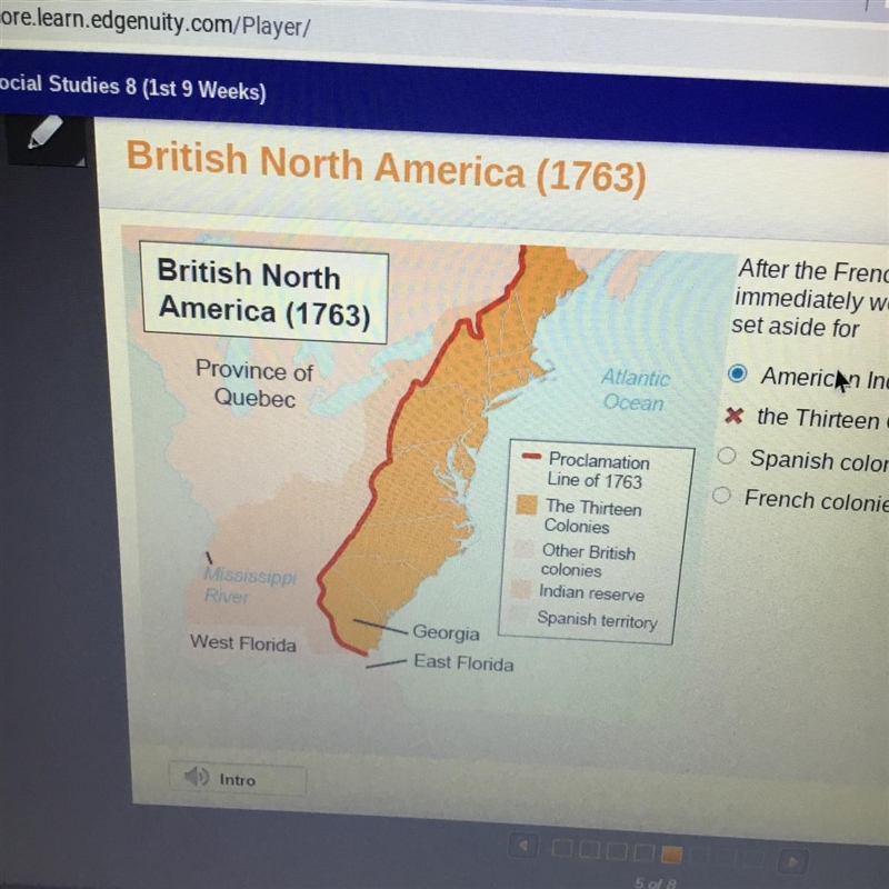 After the French and Indian War was over, land immediately west of the Proclamation-example-1