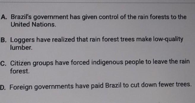 What is one reason deforestation has slowed and Brazil in recent years. ​-example-1