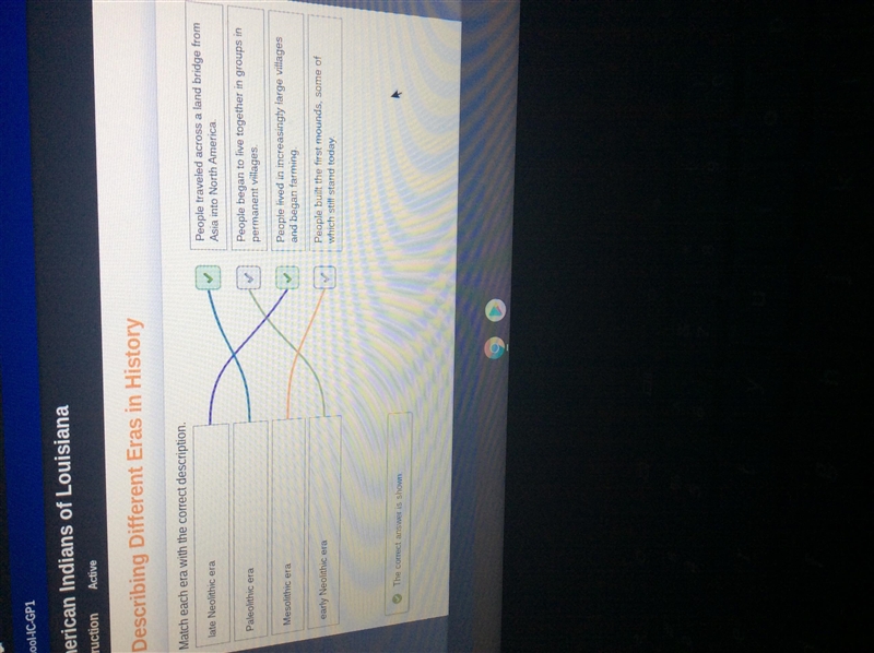 Describing Dierent Cras in history Match each era with the correct description. Paleolithic-example-1