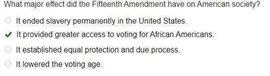 What major effect did the Fifteenth Amendment have on American society?-example-1