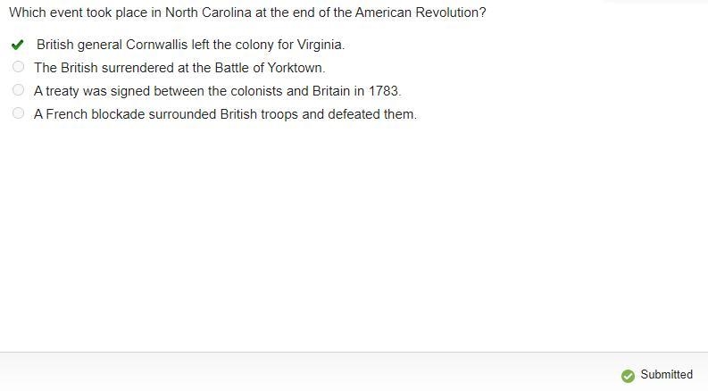 Which event took place in North Carolina at the end of the American Revolution? A-example-1