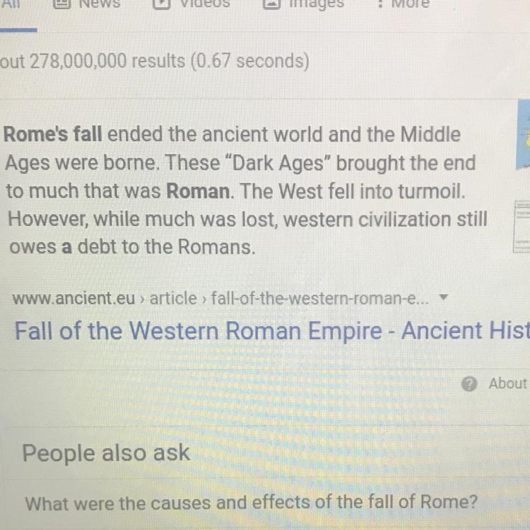 One long term consequence of the fall of Rome was that-example-1