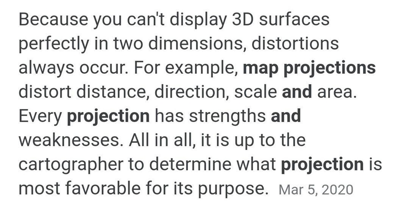 What is a map projection? What problem is caused by map projections? (Please answer-example-1