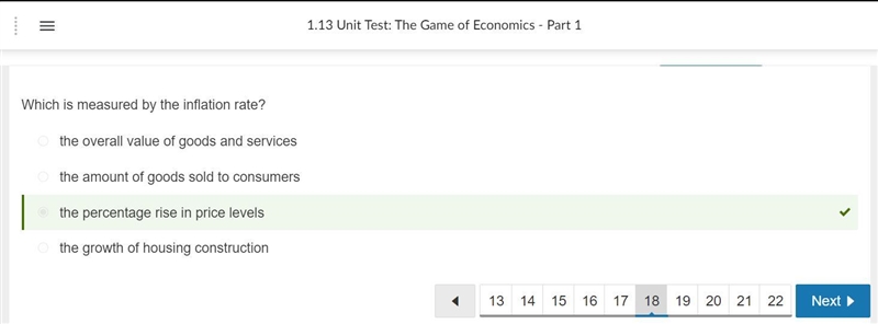 Which is measured by the inflation rate? A:) The percentage rise in price levels B-example-1