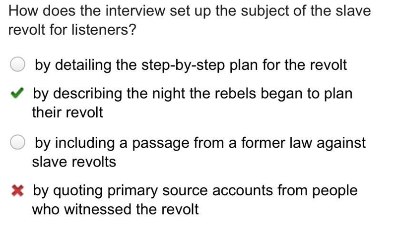 Now listen to the introduction of a radio interview about the Slave Revolt of 1811. You-example-1