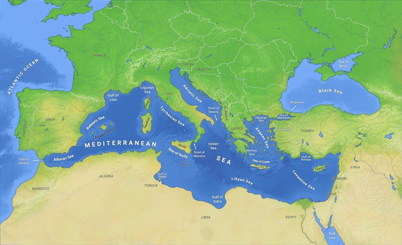 The map shows ancient Greece. A map of Greece. The map has labels A through D. A is-example-1