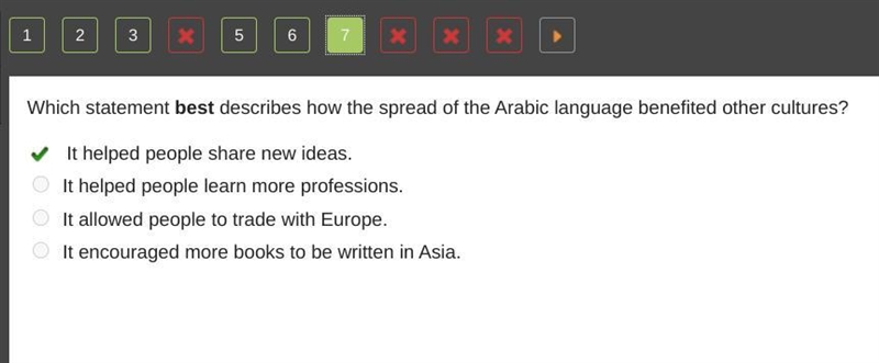 Which statement best describes how the spread of the Arabic language benefited other-example-1