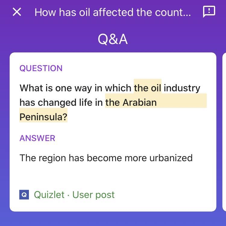 How has oil affected the countries of the Arabian Peninsula?-example-1