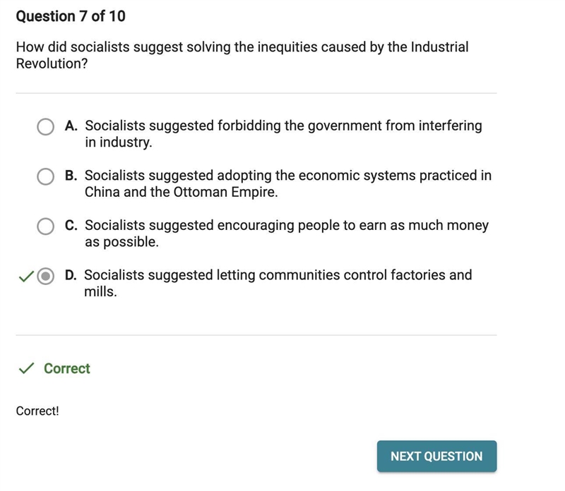 How did socialists suggest solving the inequities caused by the Industrial Revolution-example-1