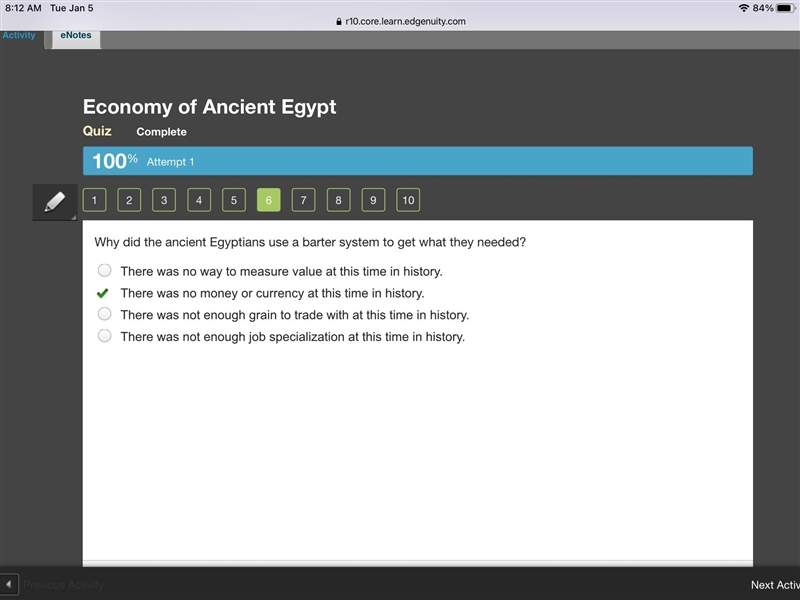 Why did the ancient Egyptians use a barter system to get what they needed? a. There-example-1