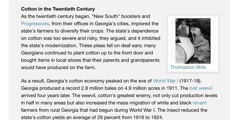 1. Just after World War I, cotton prices increased and farmers in Georgia did quite-example-1