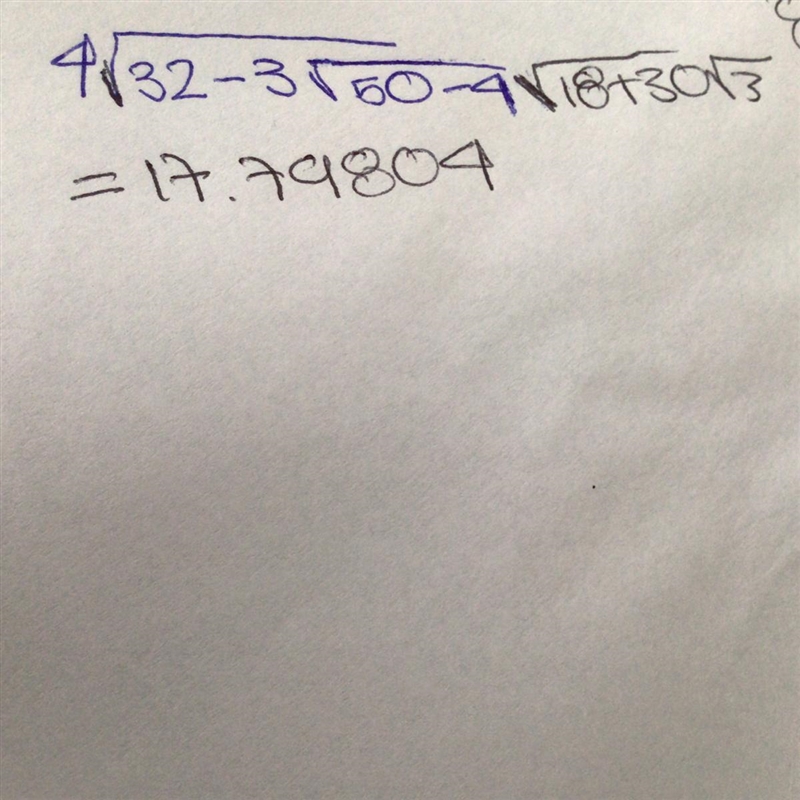 4 \sqrt{32 - 3 \sqrt{50 - 4 \sqrt{18 + 5 √(108) } } } ​-example-1