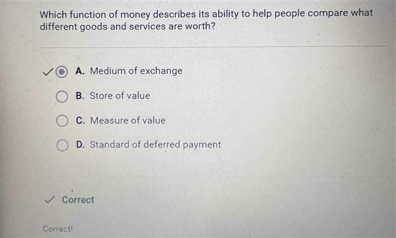 Which function of money describes its ability to help people compare what different-example-1