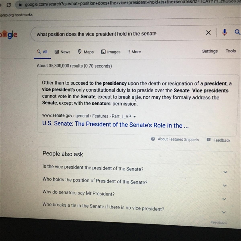 What position does the Vice President hold in the senate?-example-1