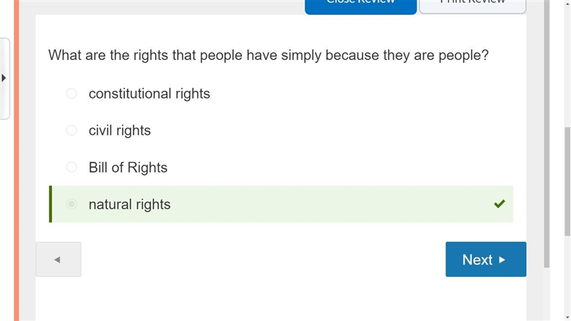 What are the rights that people have simply because they are people? A. constitutional-example-1