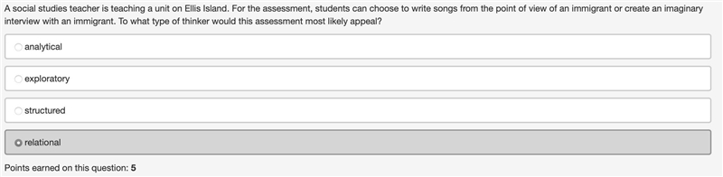 A social studies teacher is teaching a unit on Ellis Island. For the assessment, students-example-1