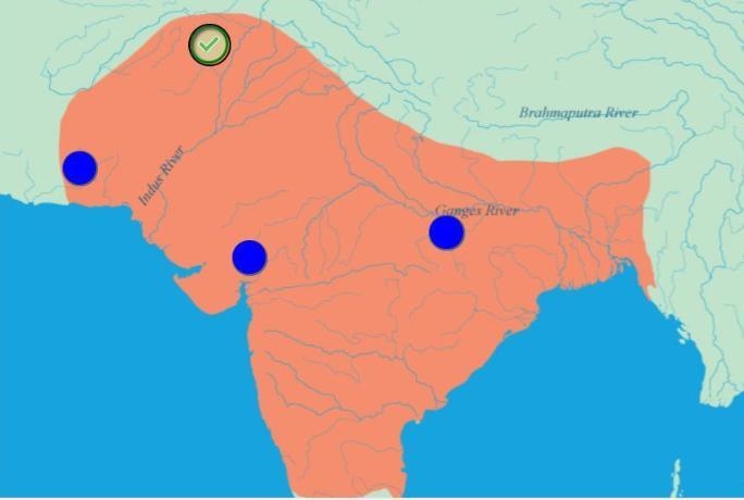 Identify the location of the Harappan civilization on this map of the Indian subcontinent-example-1