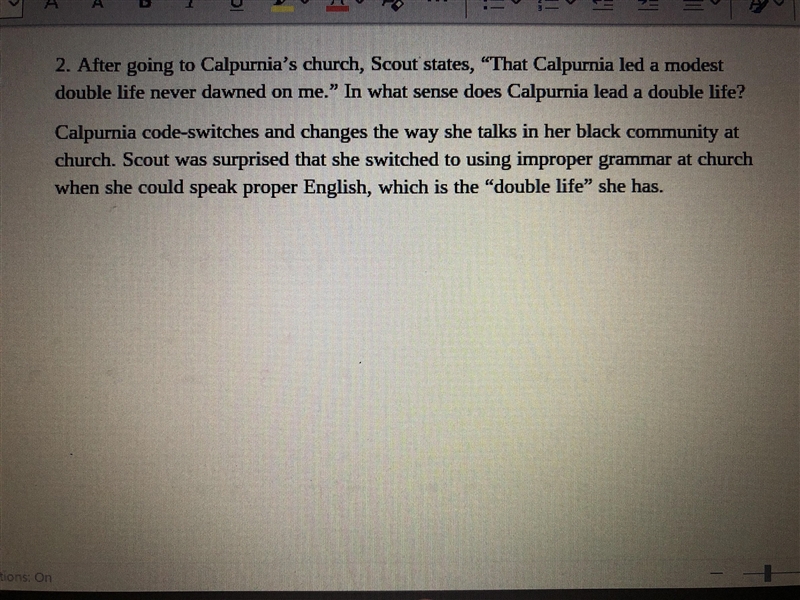 After going to Calpurnia’s church, Scout states, "That Calpurnia led a modest-example-1