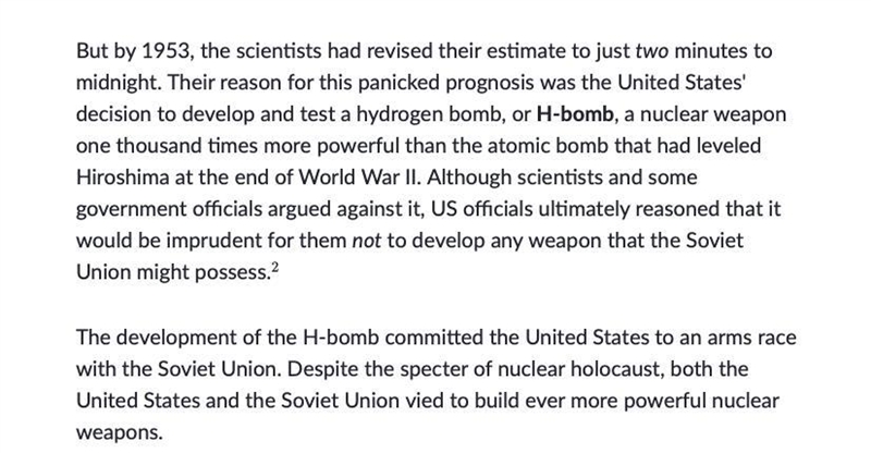 During which two decades of the 1900's was the threat of nuclear war the greatest-example-3