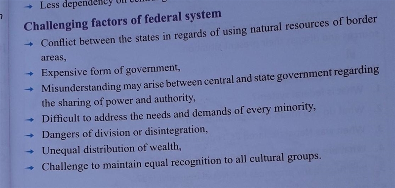 List out the four merits and four challenges for the federal system of Nepal​-example-2