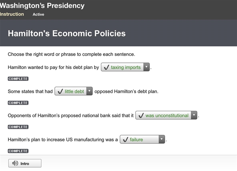 Choose the right word or phrase to complete each sentence. Hamilton wanted to pay-example-1