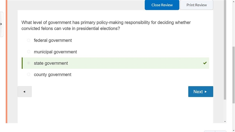 What level of government has primary policy-making responsibility for deciding whether-example-1