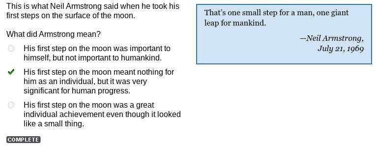 This is what Neil Armstrong said when he took his first steps on the surface of the-example-1