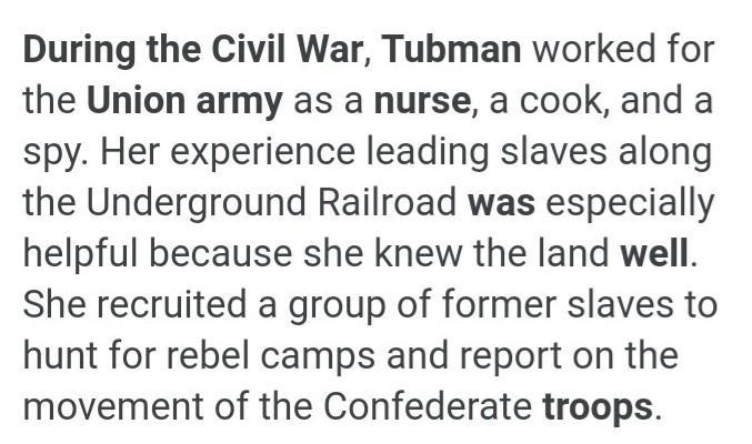 How well were harriet tubman nursing effort recognized by the union army? Evidence-example-1