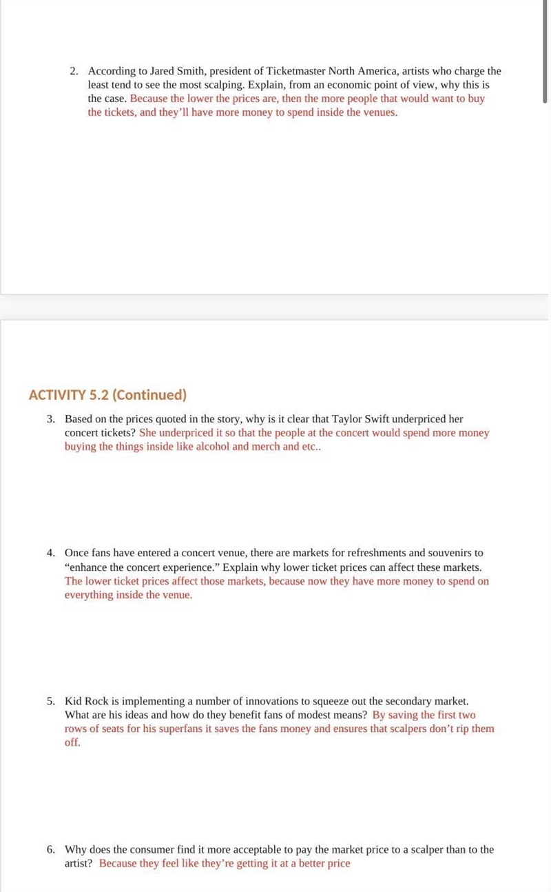 2. According to the president of TicketMaster North America, artists who charge the-example-1