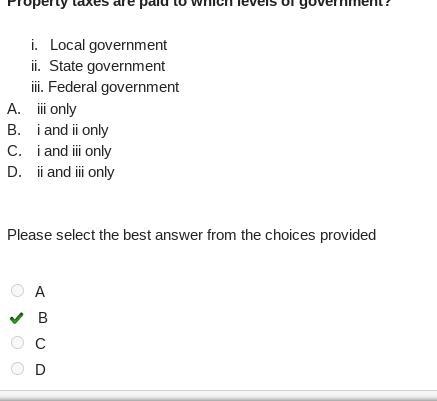 i. Local government ii. State government iii. Federal government A. i only B. ii only-example-1