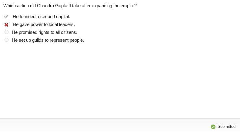 Which action did Chandra Gupta Il take after expanding the empire? He founded a second-example-1