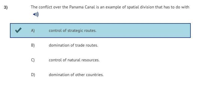 The conflict over the Panama Canal is an example of spatial division that has to do-example-1