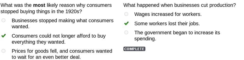 What happened when businesses cut production? Wages increased for workers. Some workers-example-1