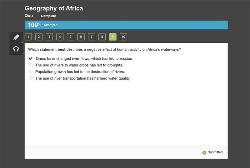 Which statement best describes a negative effect of human activity on Africa’s waterways-example-1