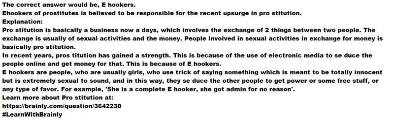 Which category of prostitute is believed to be responsible for the recent upsurge-example-1