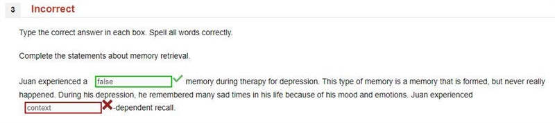 Fill in the blank: Juan experienced a _____ memory during therapy for depression. This-example-1