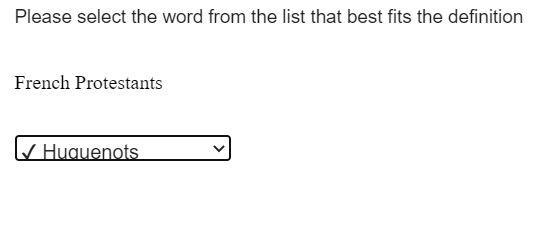 Please select the word from the list that best fits the definition French Protestants-example-1