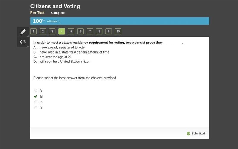 In order to meet a state’s residency requirement for voting, people must prove they-example-1